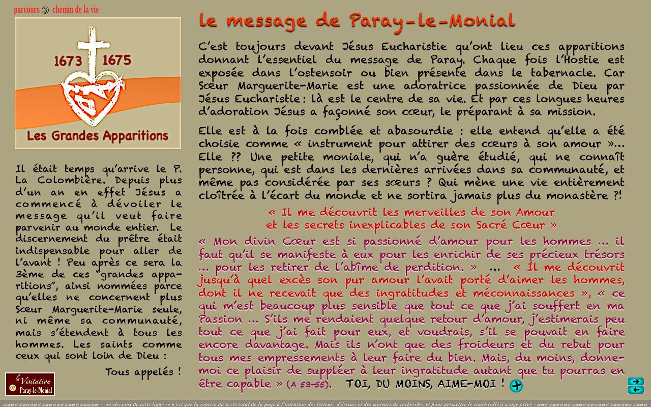 Les Grandes Apparitions - le message de Paray-le-Monial, le message de Paray-le-Monial